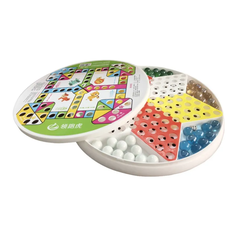 Leading The Way Chinese Checkers Glass Bead Puzzle Billiard Aeroplane Chess 2 in 1 Marble Game Board Games-0