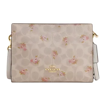 COACH Slim Crossbody Coated Canvas Shoulder Bag, Crossbody Bag Trumpets Women's Gold & Sand