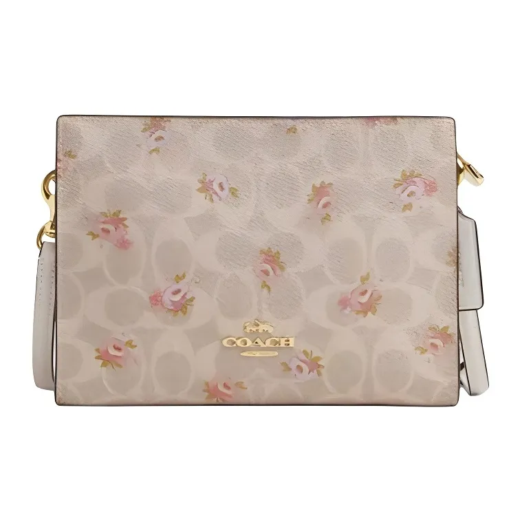 COACH Slim Crossbody Coated Canvas Shoulder Bag, Crossbody Bag Trumpets Women's Gold & Sand-0