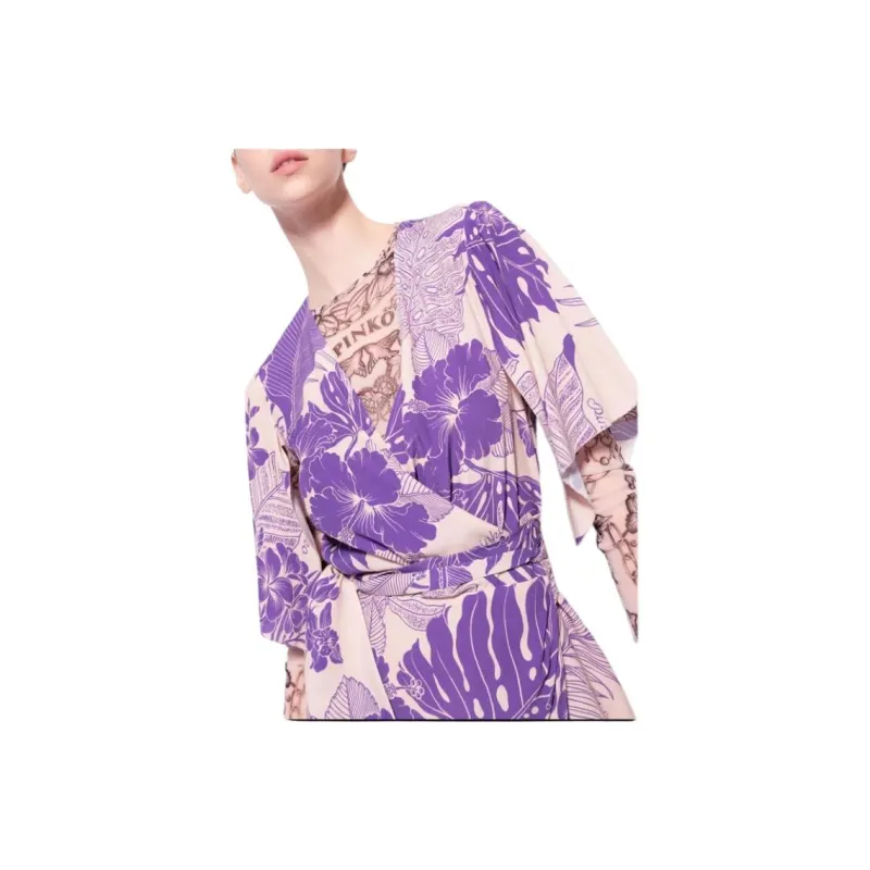 PINKO Short Sleeved Dress Women's Purple-4