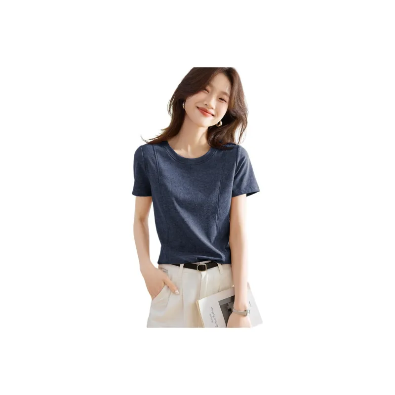 Mo Han Yi Mei T Shirt Women's Navy Blue-0