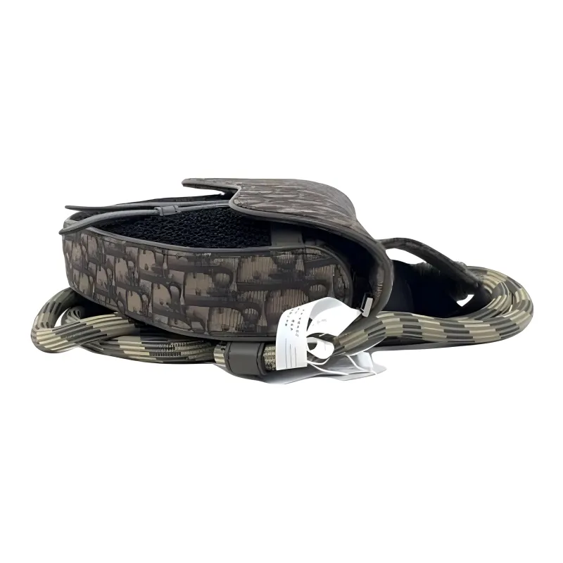 DIOR Canvas Saddle Bag Shoulder Bag Crossbody Bag Fanny Pack Sling Bag Men's Black & Brown-1