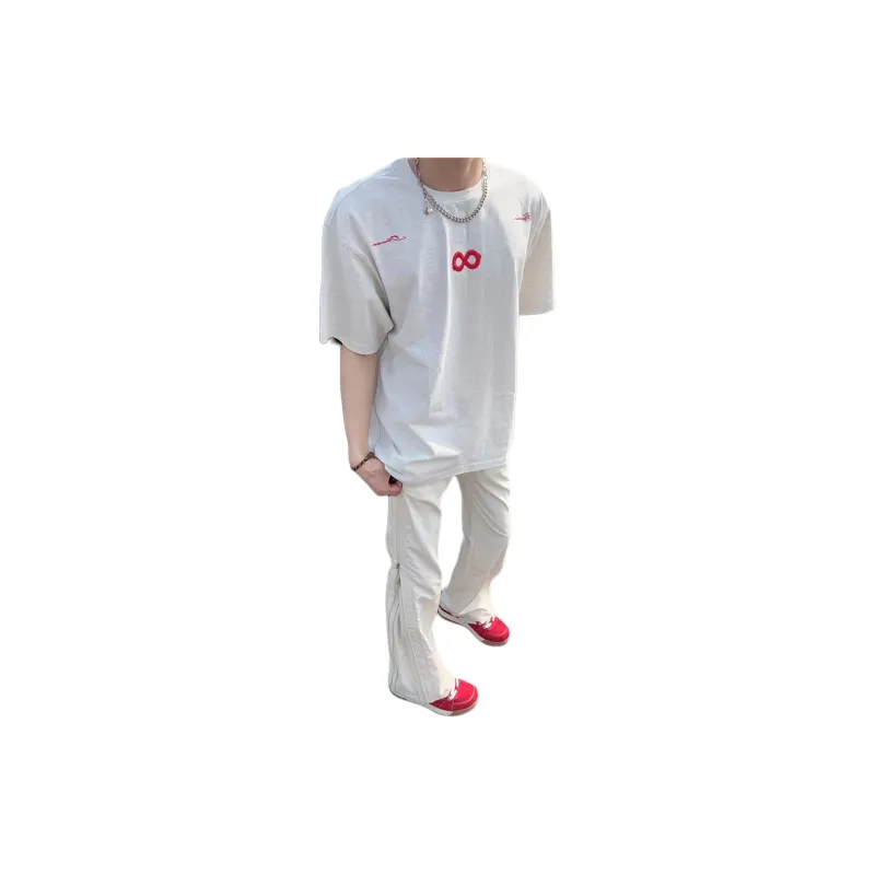 City Hipster T Shirt Unisex White Red Embroidery-0
