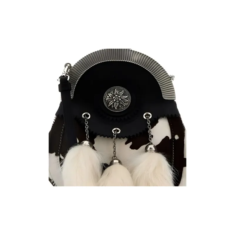 PRADA Calf Hair Clutch Women's Black & Beige-2