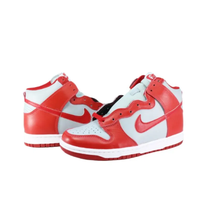 Nike Dunk Anti Slip Wear Resistant High Top Skateboard Shoes Men's Red White-2