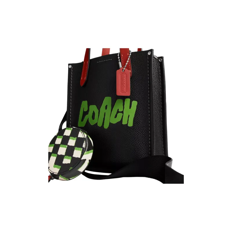 COACH Relay Leather Tote Bag, Shopping Bag, Shoulder Bag, Crossbody Bag, Handbag Trumpets Men's Black Multicolor-3