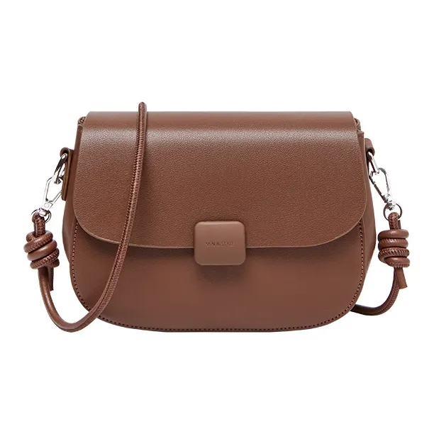 Narandu Cow Leather With Synthetic Leather Crossbody Bag Tofu Bag Trumpets Women's Brown-1