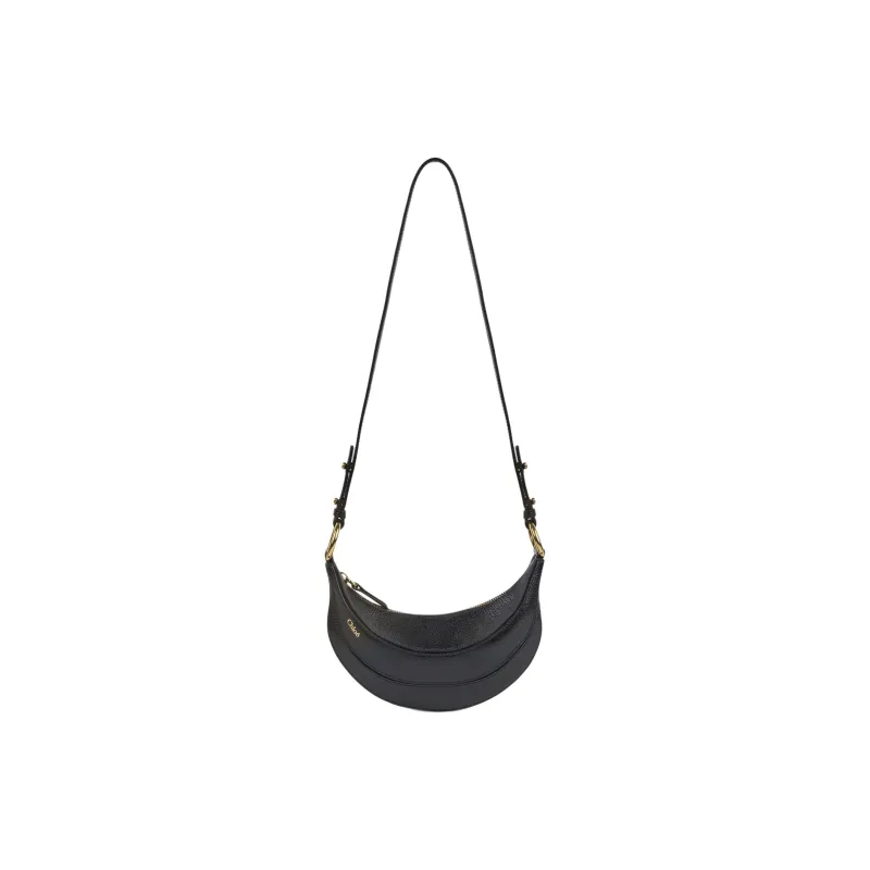 Chloe Shiny Grained Calfskin Shoulder Bag Crossbody Bag Women's Black-0