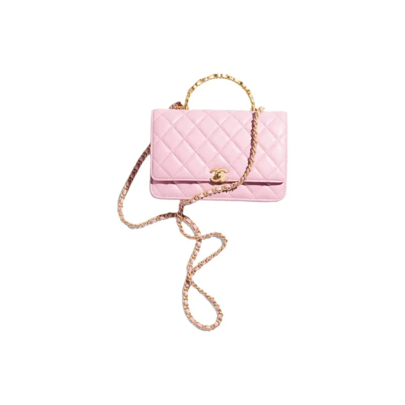 CHANEL Bright Lambskin One Shoulder Portable Wallet Women's Light Pink-0