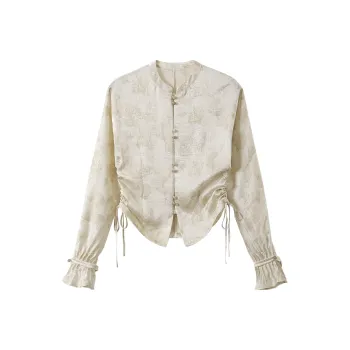 SHUXI Shirt Women's Bamboo Flower Shadows