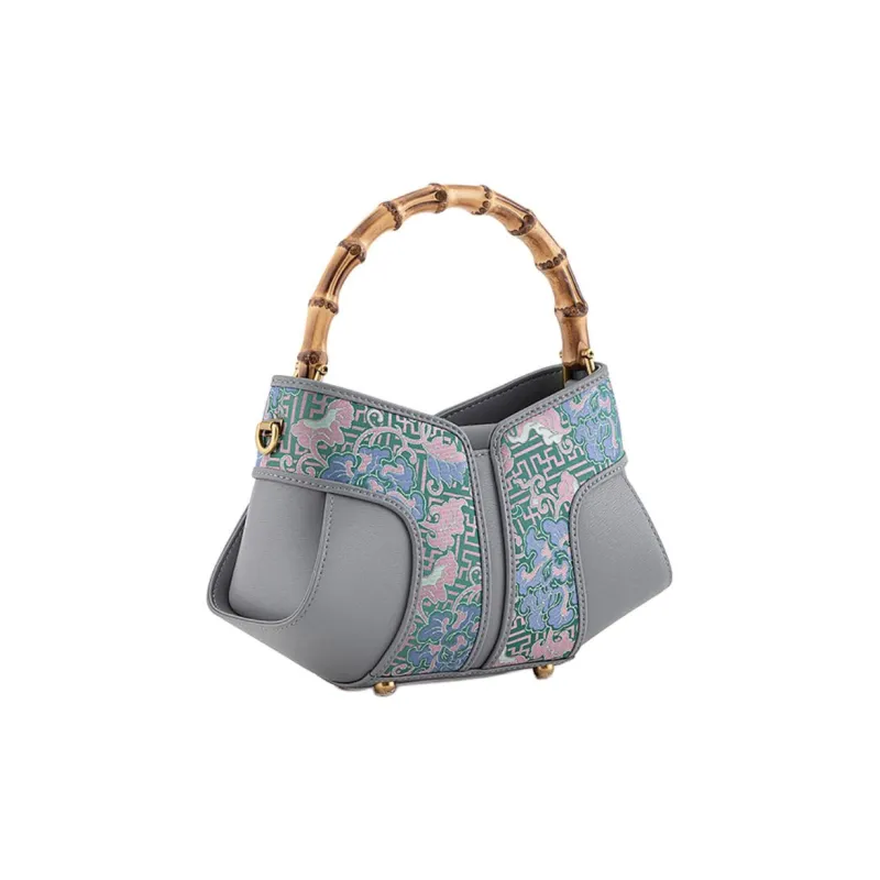 Shanghai Story Silk Handbag Medium Size Women's Indigo Colorful Blue-1