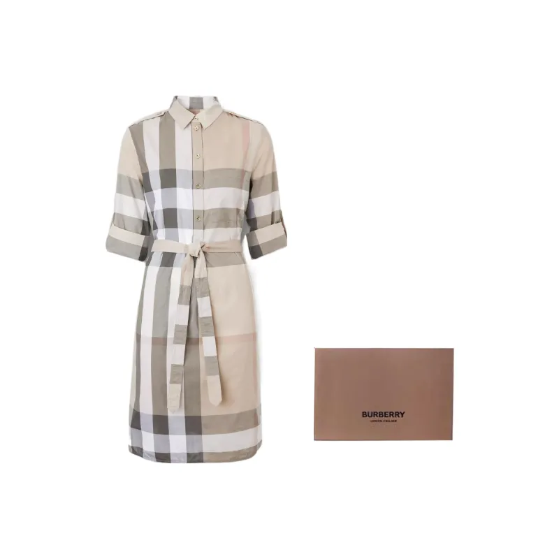 Burberry FW22 Long Sleeved Dress Women's Light Stone-7