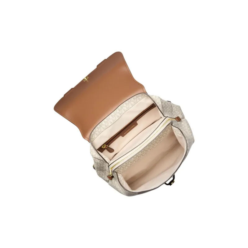 MICHAEL KORS Artificial Leather Backpack Medium Size Women's Vanilla White & Acorn Brown-1