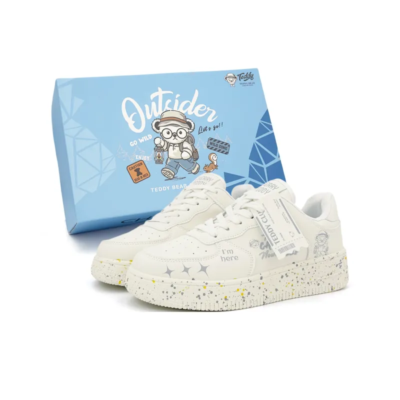 Teddy Bear Collection Low Top Skateboard Shoes Women's Ecru-1