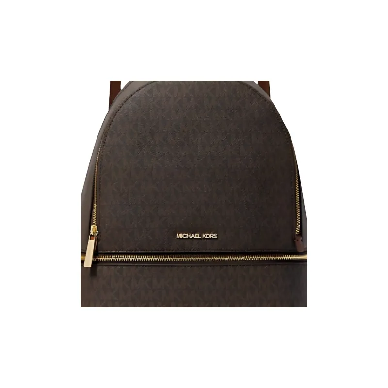 MICHAEL KORS Rhea Coated Canvas Backpack Medium Size Women's Brown-3