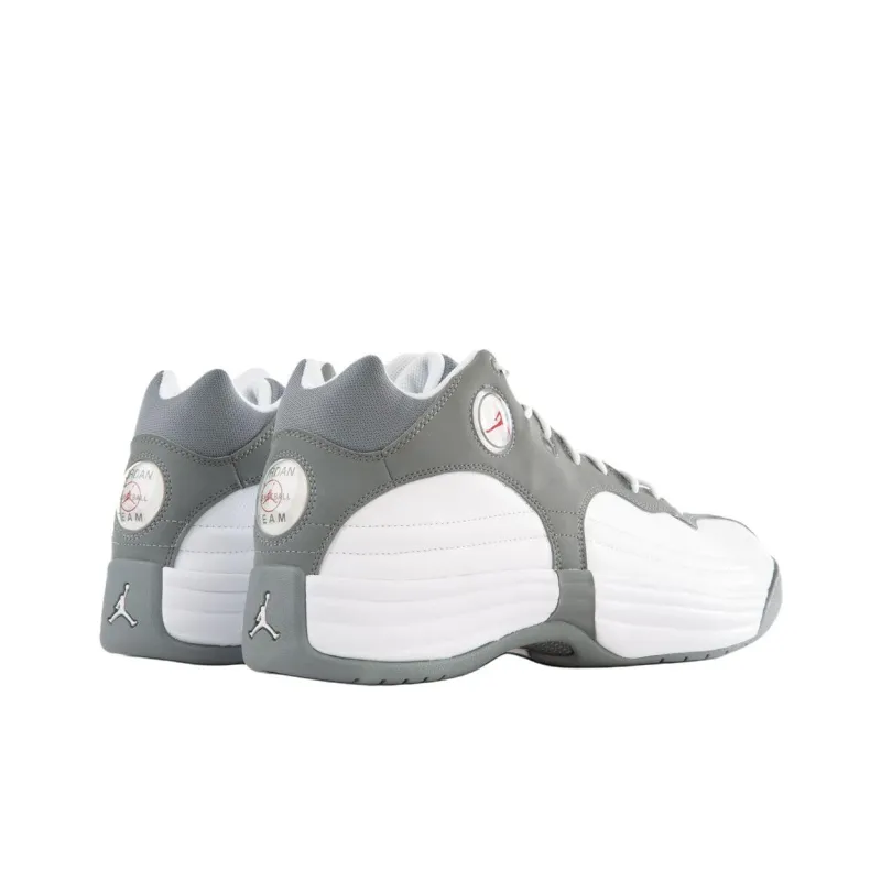 Jordan Jumpman Team I Anti Slip Wear Resistant Mid Top Vintage Basketball Shoes Men's White Gray-3