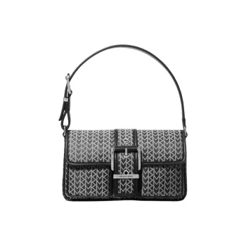 MICHAEL KORS Colby Fabric Shoulder Bag Medium Size Women's Black White