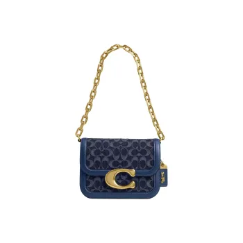 COACH IDOLSignature Denim Fabric Crossbody Bag, Shoulder Bag Trumpets Women's Blue