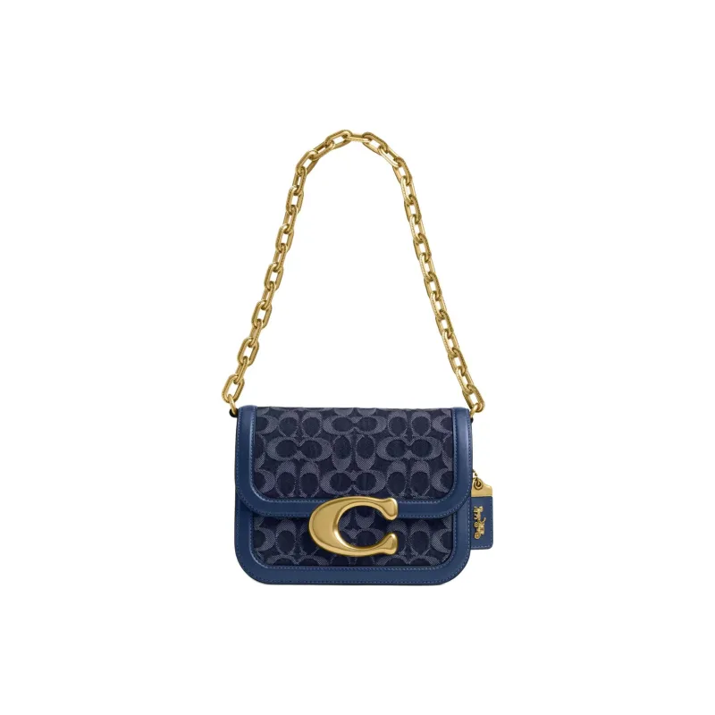 COACH IDOLSignature Denim Fabric Crossbody Bag, Shoulder Bag Trumpets Women's Blue-0