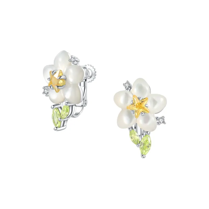 BABYBEI Mother Of Pearl Clip On Earrings Women's-1