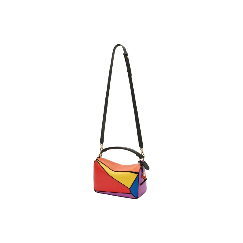 LOEWE Puzzle Classic Cow Leather Shoulder Bag, Crossbody Bag, Handbag Trumpets Women's Red & Yellow & Purple-4