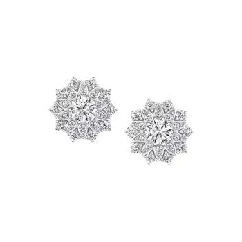 HARRY WINSTON Platinum Earrings Women's Silver