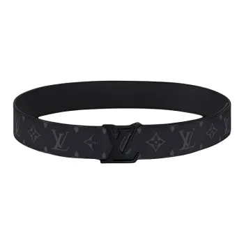 LOUIS VUITTON Cow Leather Belts Men's Black Width 4cm