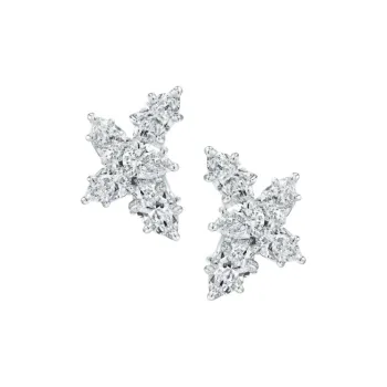 HARRY WINSTON Platinum Earrings Women's Silver