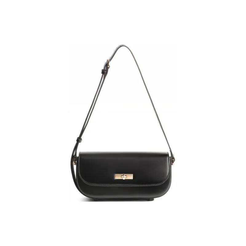 BELLE Cow Leather Underarm Shoulder Bag Women's Black-0