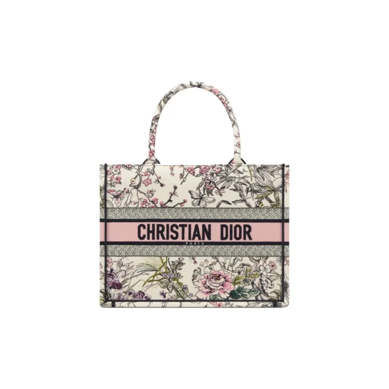 DIOR Cotton Tote Bag, Shopping Bag, Handbag Medium Size Women's Multicolor-0