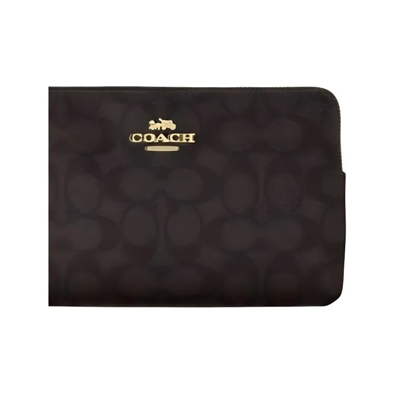 COACH Artificial Leather Clutch Large Size Women's Walnut & Black-2