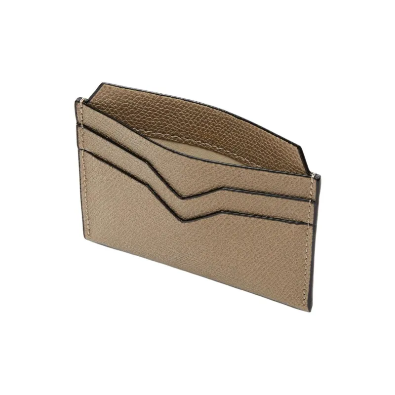 Valextra Grain Leather Card Holder Mini Unisex Oyster-2