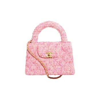 CHANEL Tweed Woven Woolen Crossbody Shoulder Bag, Crossbody Bag Mini Women's Pink & Ivory