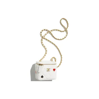 CHANEL Calfskin Box Bag, Shoulder Bag, Crossbody Bag, Makeup Bag Trumpets Women's White