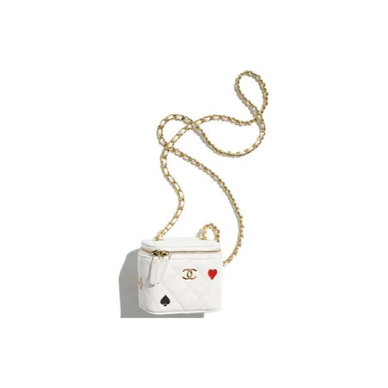 CHANEL Calfskin Box Bag, Shoulder Bag, Crossbody Bag, Makeup Bag Trumpets Women's White-0