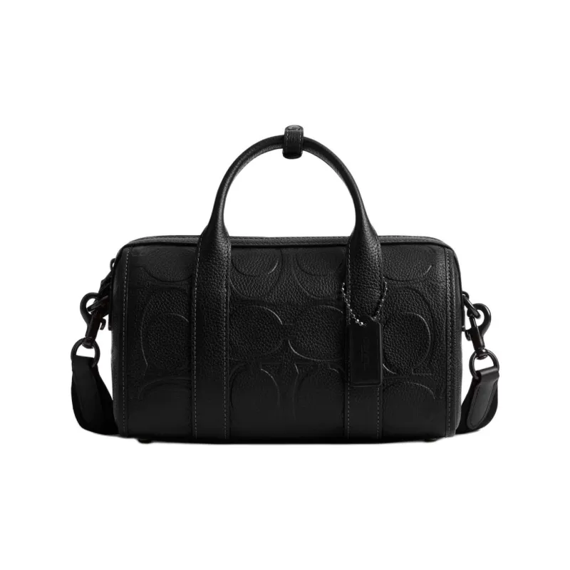 COACH GothamDuffle Polished Pebbled Leather Shoulder Bag, Crossbody Bag, Handbag Medium Size Men's Black-0