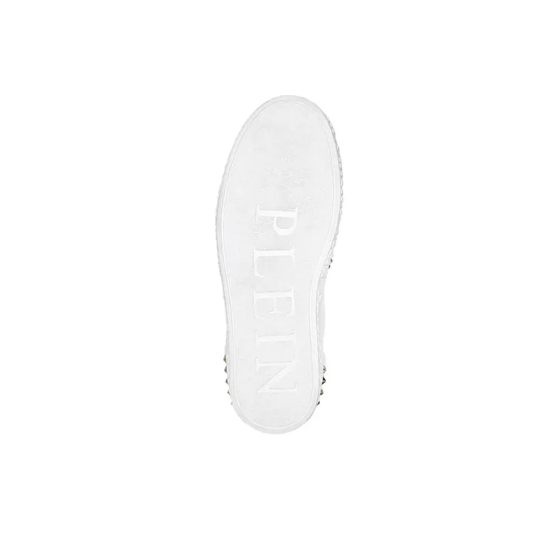 PHILIPP PLEIN High Top Skateboard Shoes Unisex White Gold-4