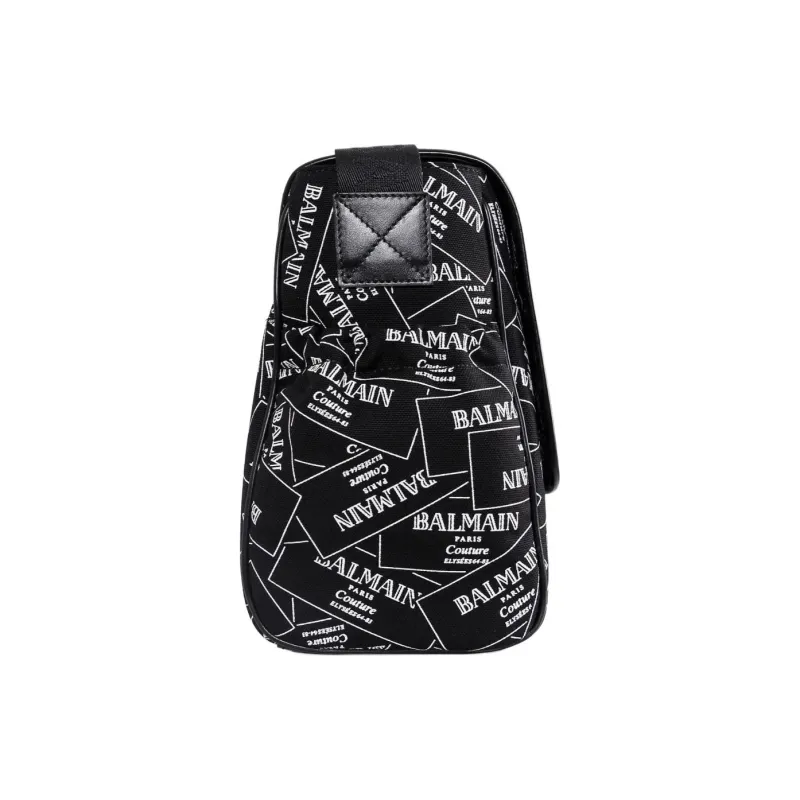 BALMAIN Cotton Shoulder Bag Unisex Black-1
