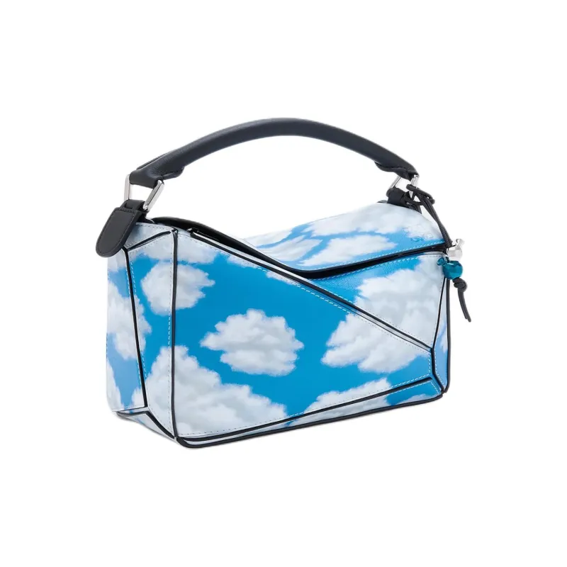 LOEWE Puzzle Nappa Cow Leather Shoulder Bag, Crossbody Bag, Handbag Trumpets Women's Black & Blue-1