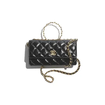 CHANEL Lambskin Clutch, Shoulder Bag, Crossbody Bag, Handbag Women's Black