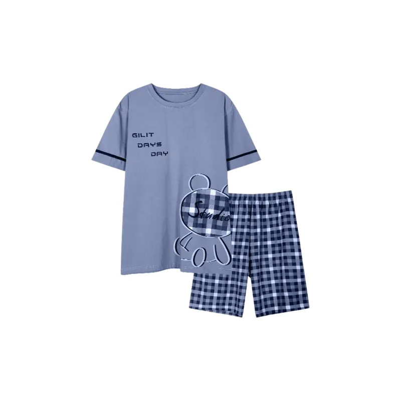 H YXIANG Pajama Set Men's Pea Green-1