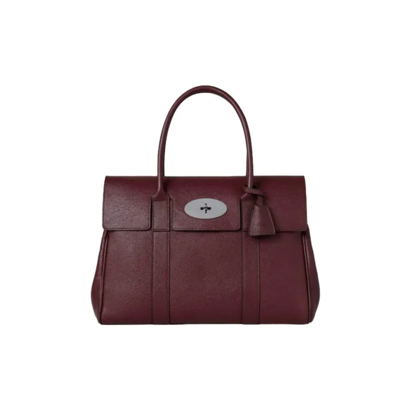 Mulberry Bayswater Calfskin Handbag, One Shoulder Strap Trumpets Women's Black Cherry-0