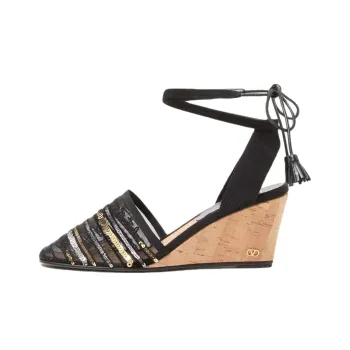 Valentino LA CRUISETTE Wedge Heel High Heels 7.5cm Women's Black