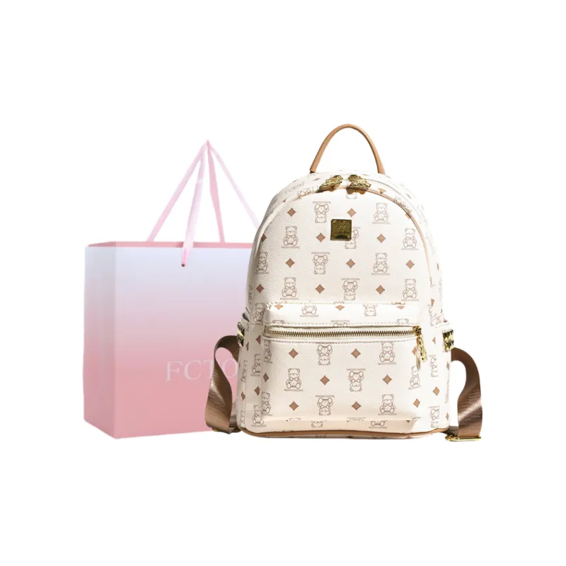 FCTOSSR PU Backpack Regular Women's Ecru/Black/Pink/Brown/Black & White-0