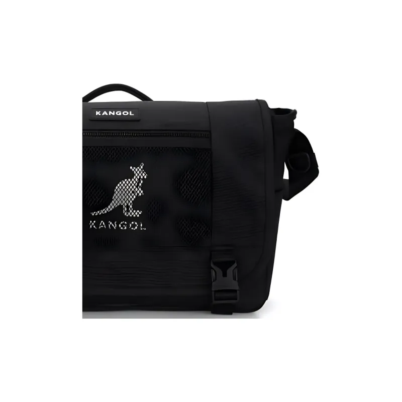 KANGOL Nylon Messenger Bag, Crossbody Bag, Shoulder Bag Unisex Black-1