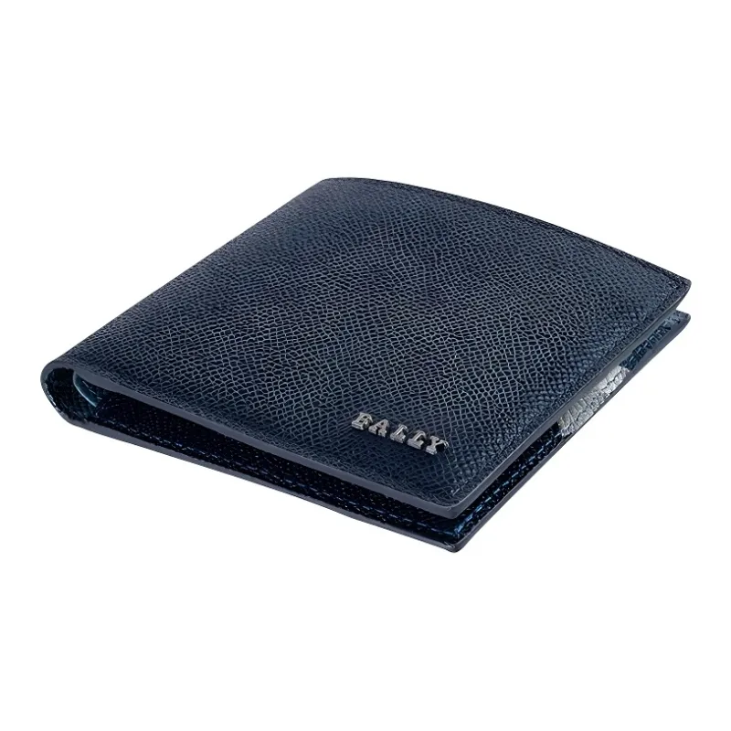 BALLY Cow Leather Wallet Card Holder Wallet Trumpets Men's Marine Blue-4