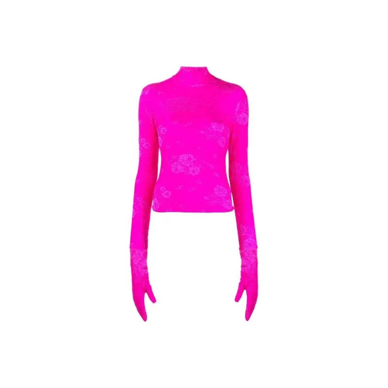 Balenciaga Lace Top With Gloves 'Lipstick Pink'-0