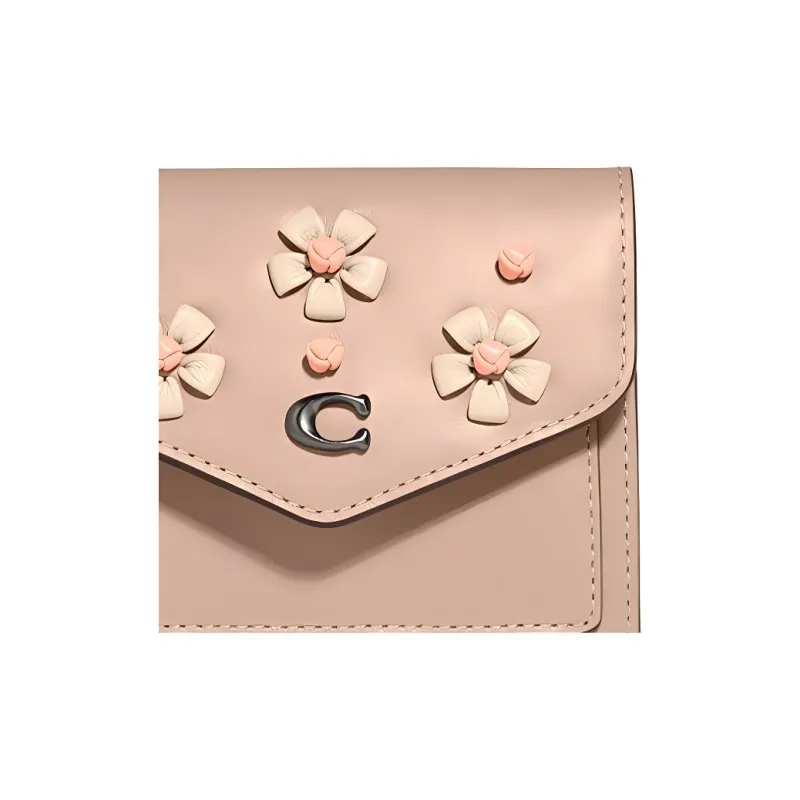COACH Wyn Cow Leather Wallet Women's Beige Brown-2
