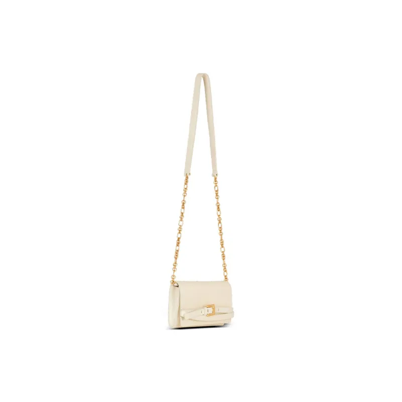 BALMAIN Calfskin Shoulder Bag, Crossbody Bag, Wallet Women's Beige-1