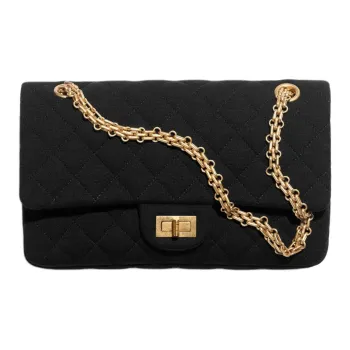 CHANEL 2.55 Wool Knitted Fabric Crossbody Bag Shoulder Bag Women's Black